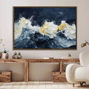 Abstract Ocean Waves Wall Art Canvas Print – Framed Blue