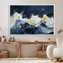 Abstract Ocean Waves Wall Art Canvas Print – Framed Blue