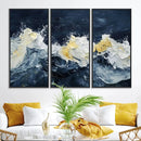 Abstract Ocean Waves Wall Art Canvas Print – Framed Blue