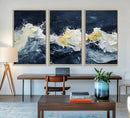 Abstract Ocean Waves Wall Art Canvas Print – Framed Blue