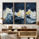 Abstract Ocean Waves Wall Art Canvas Print – Framed Blue