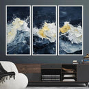 Abstract Ocean Waves Wall Art Canvas Print – Framed Blue