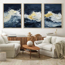Abstract Ocean Waves Wall Art Canvas Print – Framed Blue