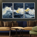 Abstract Ocean Waves Wall Art Canvas Print – Framed Blue