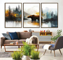 Abstract Rustic Bear Wall Art Canvas Print – Forest Mountain