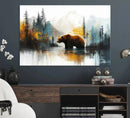 Abstract Rustic Bear Wall Art Canvas Print – Forest Mountain