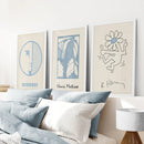 Set of 3 Bauhaus & Matisse Prints. Dancing Flower, Abstract by Wall Art Set