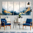 Abstract Blue Gold Cloud Wall Art Canvas Print – Framed
