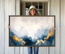 Abstract Blue Gold Cloud Wall Art Canvas Print – Framed
