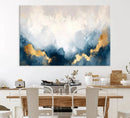 Abstract Blue Gold Cloud Wall Art Canvas Print – Framed