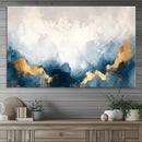 Abstract Blue Gold Cloud Wall Art Canvas Print – Framed