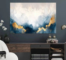 Abstract Blue Gold Cloud Wall Art Canvas Print – Framed