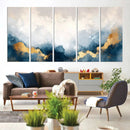 Abstract Blue Gold Cloud Wall Art Canvas Print – Framed