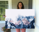 Abstract Watercolor Mountain Landscape Art Canvas Print