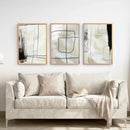 Black and Beige Minimalist Set of 3 Pieces. Nordic Abstract Style by Wall Art Set
