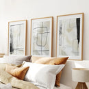 Black and Beige Minimalist Set of 3 Pieces. Nordic Abstract Style by Wall Art Set