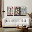 Japanese Garden Set of 3 Posters. Abstract Eclectic Art by Wall Art Set