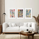 Japanese Garden Set of 3 Posters. Abstract Eclectic Art by Wall Art Set