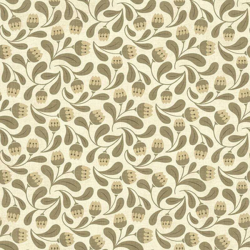 Whimsical Bloom Wallpaper - Soft Green & Cream Floral