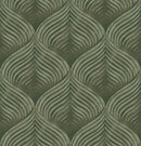 Abstract Petals Wallpaper - Green Art Deco Blockprint