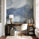 Blue & Gold Abstract Marble Wall Mural