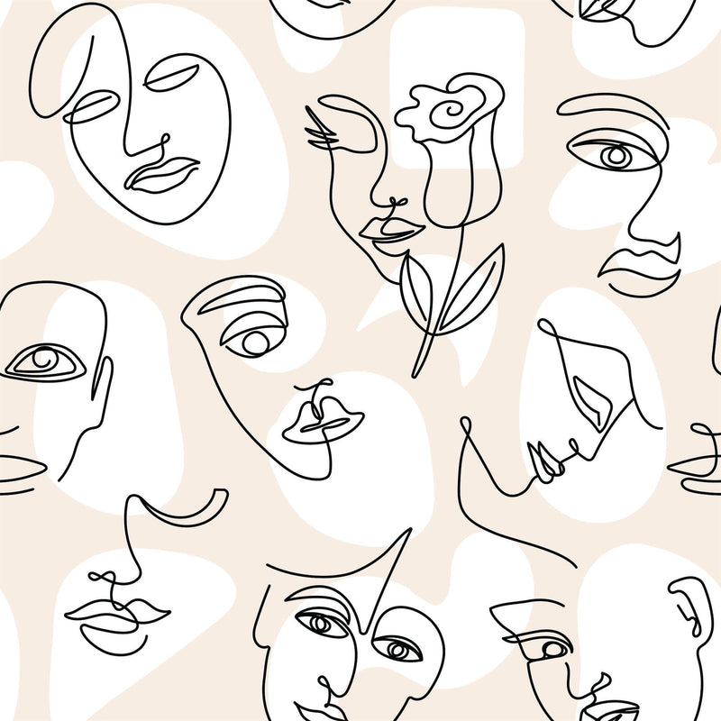 Modern Femme Face Line Wallpaper