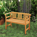Acacia Wood 2-Person Patio Loveseat with Backrest and Armrests by LJGDeals