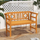 Acacia Wood 2-Person Patio Loveseat with Backrest and Armrests for Porch by LJGDeals
