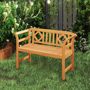 Acacia Wood 2-Person Patio Loveseat with Backrest and Armrests for Porch by LJGDeals