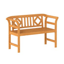 Acacia Wood 2-Person Patio Loveseat with Backrest and Armrests for Porch by LJGDeals