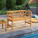 Acacia Wood 2-Person Patio Loveseat with Backrest and Armrests for Porch by LJGDeals