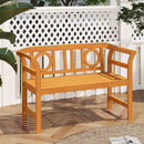 Acacia Wood 2-Person Patio Loveseat with Backrest and Armrests for Backyard by LJGDeals