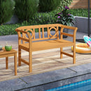 Acacia Wood 2-Person Patio Loveseat with Backrest and Armrests for Backyard by LJGDeals