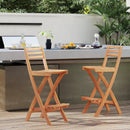 Acacia Wood Bar Height Chair with Backrest and Footrest for Backyard by LJGDeals