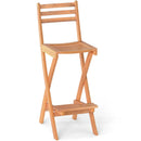 Acacia Wood Bar Height Chair with Backrest and Footrest for Backyard by LJGDeals