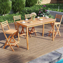 Acacia Wood Bar Height Chair with Backrest and Footrest for Backyard by LJGDeals