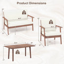 4 Piece Outdoor Acacia Wood Conversation Set with Soft Seat and Back Cushions by LJGDeals