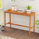 Acacia Wood Counter Height Table with Slatted Tabletop and Footrest Crossbar by LJGDeals