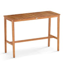 Acacia Wood Counter Height Table with Slatted Tabletop and Footrest Crossbar by LJGDeals