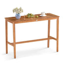 Acacia Wood Counter Height Table with Slatted Tabletop and Footrest Crossbar by LJGDeals