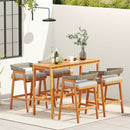 Acacia Wood Counter Height Table with Slatted Tabletop and Footrest Crossbar by LJGDeals