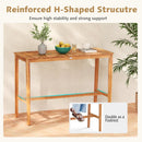 Acacia Wood Counter Height Table with Slatted Tabletop and Footrest Crossbar by LJGDeals