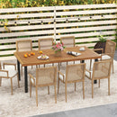79 Inch Acacia Wood Dining Table 8-Person Patio Table with 1.9 Inch Umbrella Hole and Adjustable Foot Pads by LJGDeals