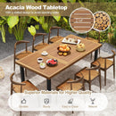 79 Inch Acacia Wood Dining Table 8-Person Patio Table with 1.9 Inch Umbrella Hole and Adjustable Foot Pads by LJGDeals