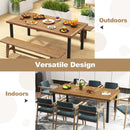 79 Inch Acacia Wood Dining Table 8-Person Patio Table with 1.9 Inch Umbrella Hole and Adjustable Foot Pads by LJGDeals