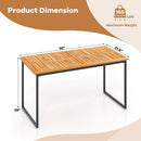 Acacia Wood Dining Table for 6 People with Slatted Tabletop and Umbrella Hole by LJGDeals