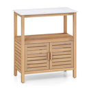 Outdoor Potting Bench Acacia Wood Garden Potting Table Planting Work Bench Station with Louvered Doors by DirectDeals