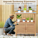 Outdoor Potting Bench Acacia Wood Garden Potting Table Planting Work Bench Station with Louvered Doors by DirectDeals