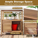 Outdoor Potting Bench Acacia Wood Garden Potting Table Planting Work Bench Station with Louvered Doors by LJGDeals
