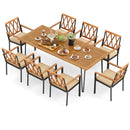 Acacia Wood Outdoor Furniture Set 9 Pieces Patio Dining Set with 8 Chairs by LJGDeals